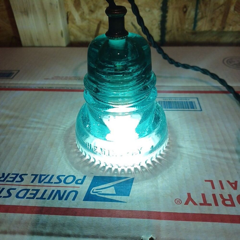 Glass Insulator Hanging Pendant Light with Wall Plug and Dimmable light Railroad - Picture 7 of 8